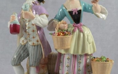 Late 19Th C Meissen Saxony Group Of Man And Woman