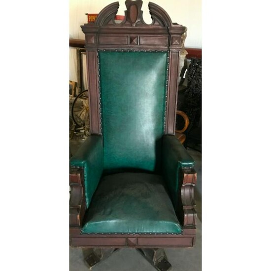 Late 19thc Eastlake Upholstsered Swivel Arm Chair
