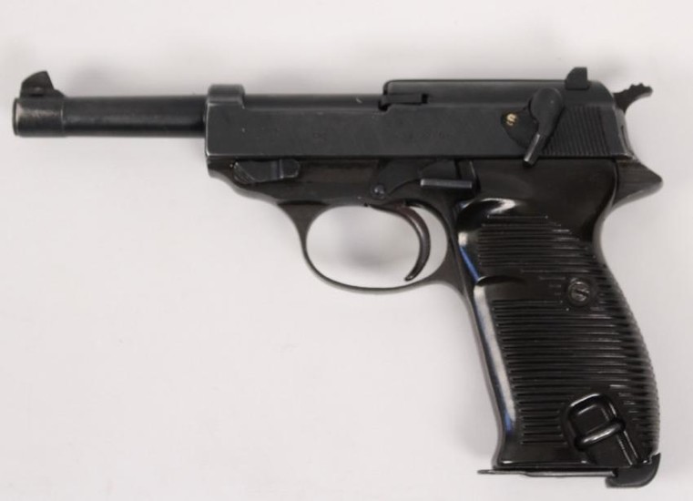 Late WW II German P38 semi auto blue pistol by