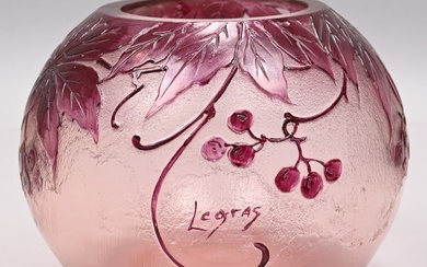Legras 'Rubis' Series Cameo Glass Vase, 1900-14