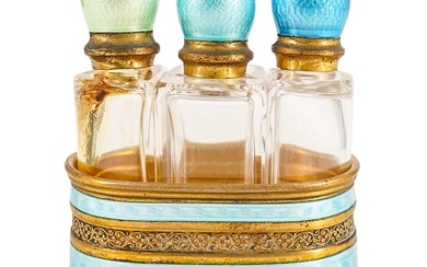 Lenk Guilloche Enameled Perfume Bottle Set