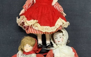 Lot 3 Vintage Porcelain Dolls