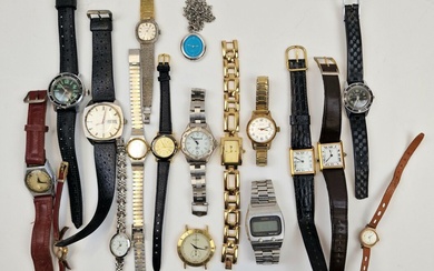 Lot de montres, comprenant : - 16 montres bracelet - 1 montre en pendentif -...