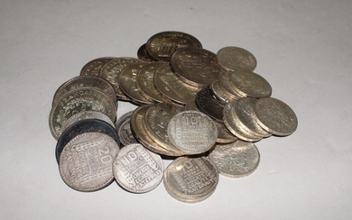 Lot de pièces en argent comprenant : - 50 Francs Hercule 1974, 1975x6, 1976x2, 1977,...