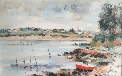 Louis ROSAN (b. 1926), Low Tide, Oil on canvas, 33 x 44 cm.