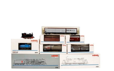 MÄRKLIN Coffret de 3 locomotives et 5 wagons marchandises, échelle H0, comprenant une locomotive diesel...