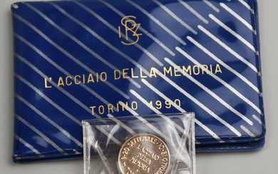 MEDAGLIA COMMEMORATIVA IN ARGENTO 'L'acciaio della memoria' , Torino 1990...