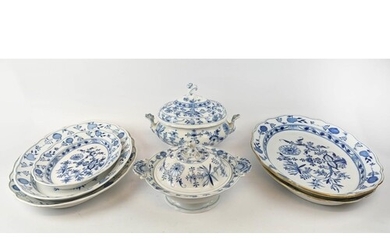 MEISSEN PLATTERS, onion pattern, blue and white, comprising ...