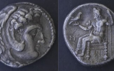 Macédoine – Alexandre III (336-223 avant J.C) Tétradrachme A : Tête d’Héraclès à droite coiffée...