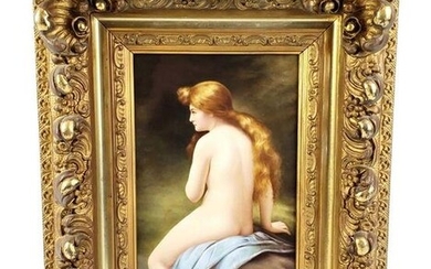 Magnificent 19th C. KPM Plaque of Nude Woman
