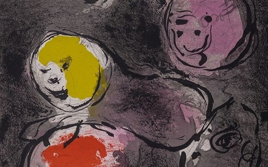 Marc Chagall - La Bible : Le Prophete Daniel avec les lions, 1956