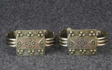 Mauritania, pair of silver anklets, 'Khelkhal', with decoration...