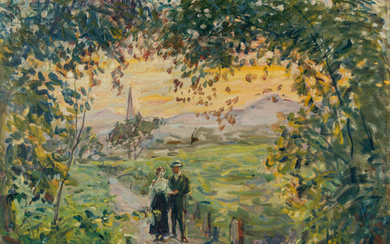 Max Slevogt 1868 Landshut – Neukastel/Pfalz 1932 The walk (Evening scene with a couple / View of Godramstein)