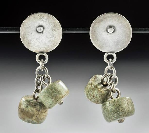 Maya Greenstone / Silver Earrings (Clip-Ons)
