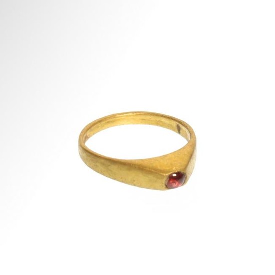 Medieval Gold and Garnet Ring, c. 12th-13th Century