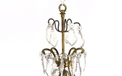 (-), Brass 1-light chandelier with glass icicles, 83...