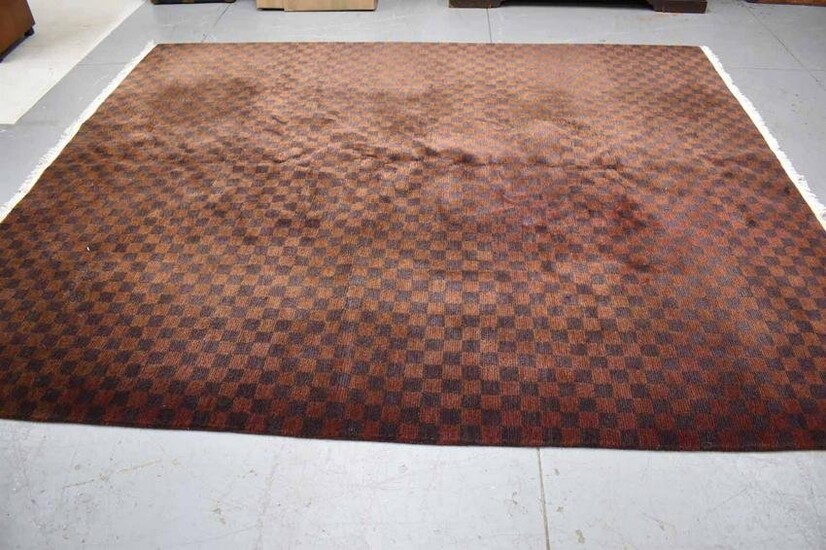 Modern Burgundy Check Design Carpet
