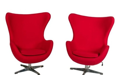 Modern Red Egg Chairs Designed by Arne Jacobsen