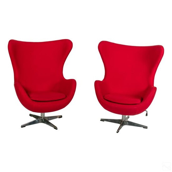 Modern Red Egg Chairs Designed by Arne Jacobsen