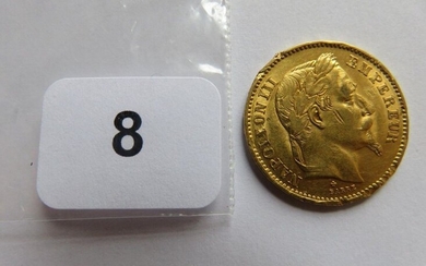 Monnaie or - 20 Francs Napoléon III, tête laurée 1866 BB TB+ coups à l'avers