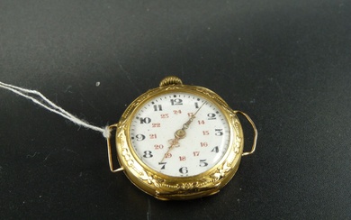 Montre de col transformée en montre de poignet en or jaune 18K (750/oo), cadran rond...