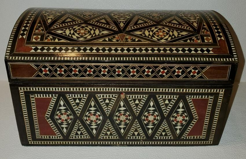 Moroccan Inlay Jewelry Box W/Suede Interior