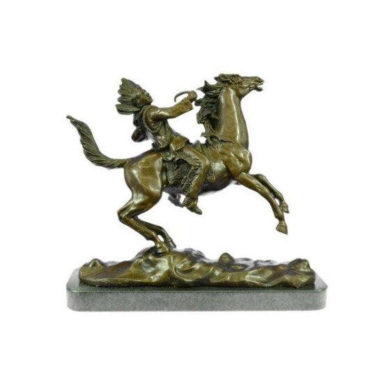 Mounted Indian Chief Bronze Sculpture
