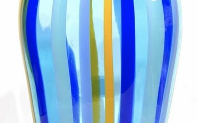 Murano glass Sommerso vase with vertical rods