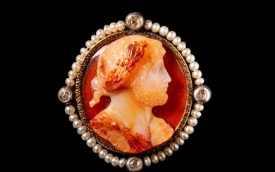 NEO-CLASSICAL CAMEO BROOCH WITH EMPEROR