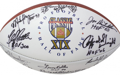 NFL "The Duke" Hall of Fame XIX Golf Classic Football Signed by (18) with Lem Barney, Elvin Bethea, Curley Cult, Carl Elder with Multiple Inscriptions (Beckett)