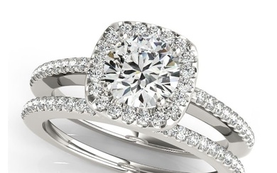 Natural 2.2 CTW Diamond Engagement Ring SET 18K White Gold