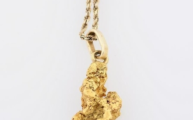 Natural Gold Nugget, 14k Yellow Gold Necklace.