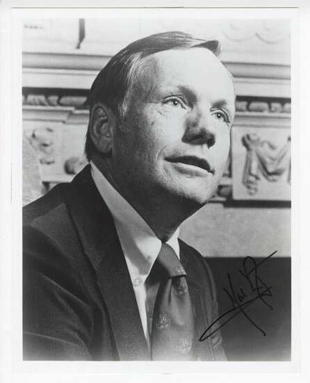 Neil Armstrong Signed Large B&W Photo, Wearing a