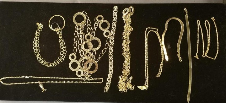 Nine 10K, 14K, & 18K Gold Necklaces & Bracelets