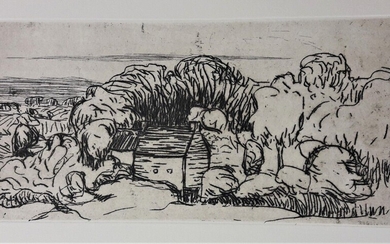 O'CONOR Roderic (1870-1940). « Paysage à la chaumière bretonne ».Eau forte et pointe sèche. Signé...