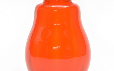 Orange glass Serica vase with vertical optical layers,...