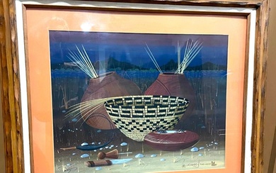 Original Michael Chiago Basket And Pottery Painting