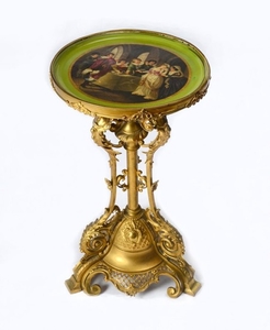 PAINTED FRENCH TOP BRONZE STAND