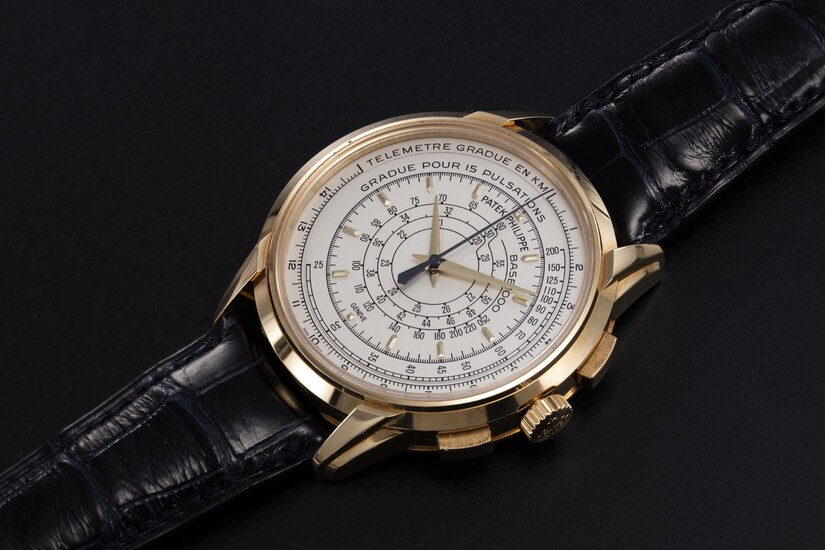 PATEK PHILIPPE, REF. 5975J, A LIMITED EDITION GOLD MULTI-SCALE CHRONOGRAPH WRISTWATCH MADE TO COMMEMORATE THE BRAND'S 175TH ANNIVERSARY