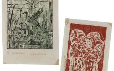 PEARL PAULI MEIER (New York, 1892-1966), Two color woodcuts:, Both on cream, fibrous paper, sheets