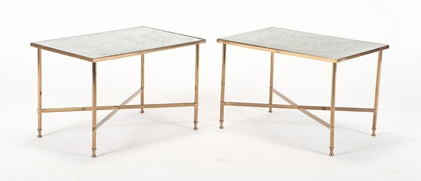 PR FRENCH BRASS AND MIRROR END TABLES