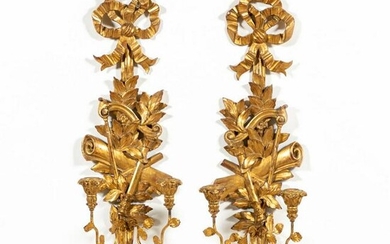 PR., ITALIAN NEOCLASSICAL STYLE GILTWOOD SCONCES