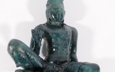 Painted Solid Bronze Figure Of Guanyin In a Seated Position L: 52cm
