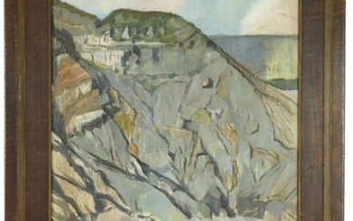 Paintings, engravings, etc. - Gabriel Ferrand (1887-1984), volcanic crater, oil on panel, signed - 60 x 45 cm