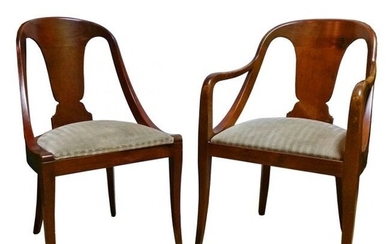 Pair Biedermeier Style Classical Art Deco Chairs