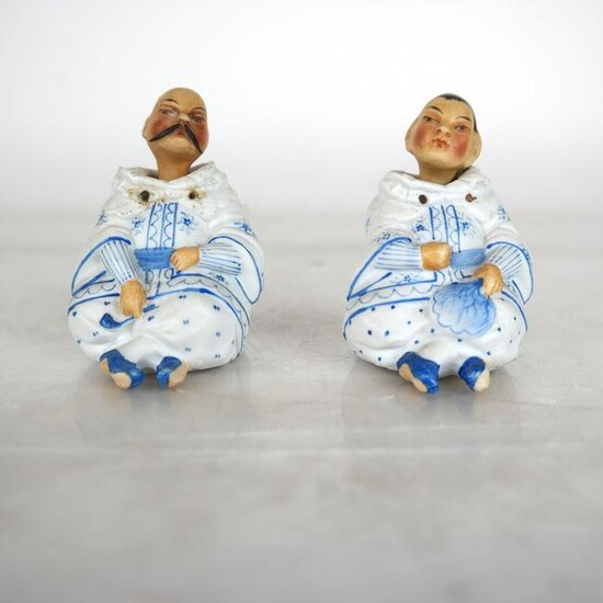 Pair Chinese Painted "Nodder" Porcelain Figures