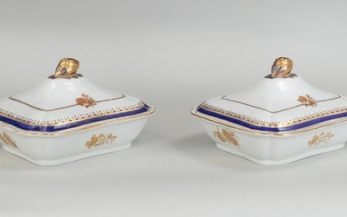 Pair Chinese export covered tureens