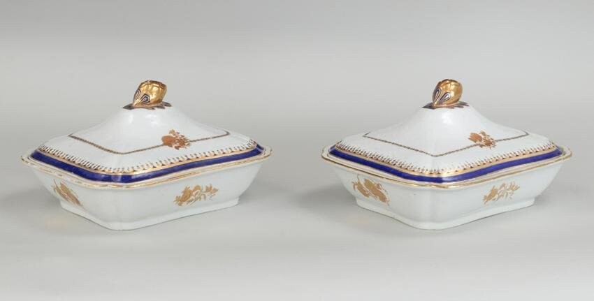 Pair Chinese export covered tureens