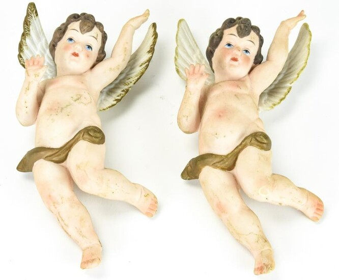 Pair Nippon Porcelain Figural Putti / Angels