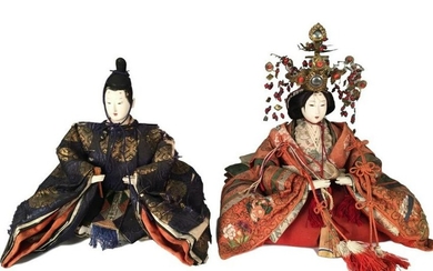 Pair Of Japanese Hina Dolls, Meiji Period